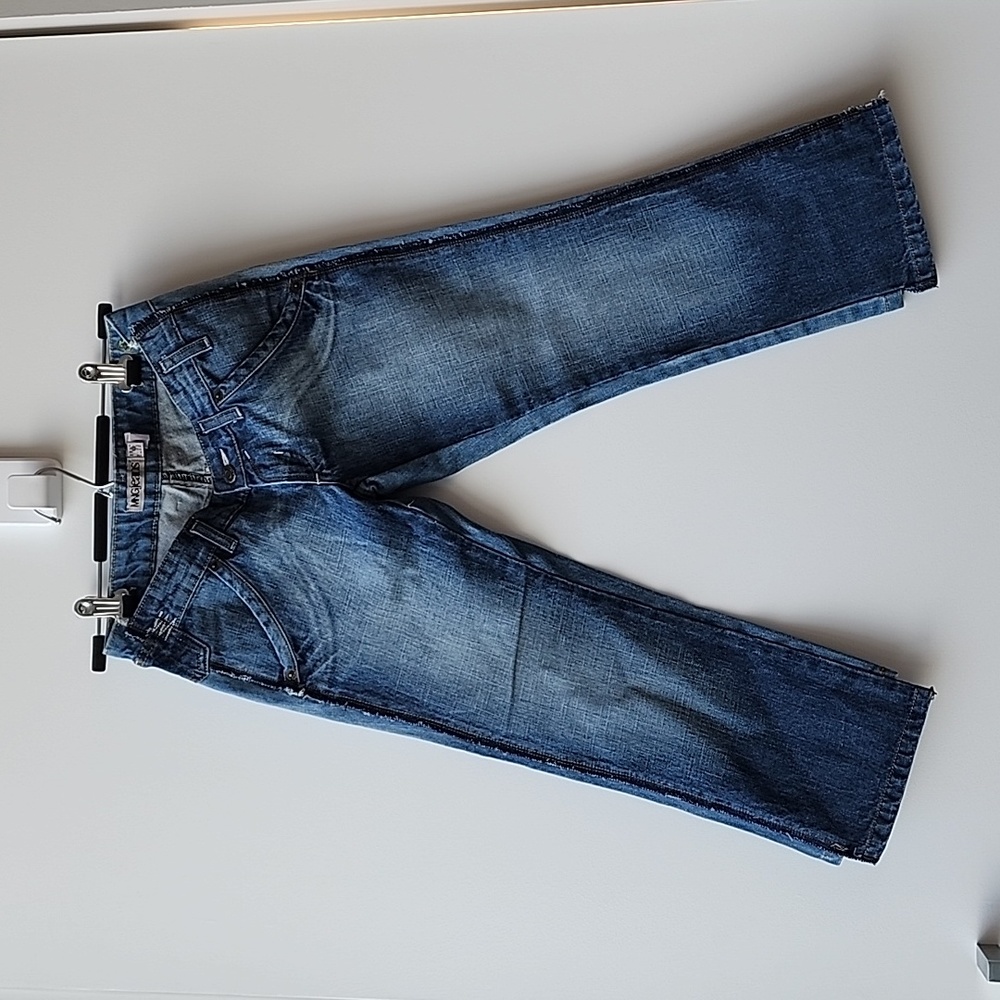 Vintage Mango Distressed Uneven Hems Low Rise Capri Denim Pants